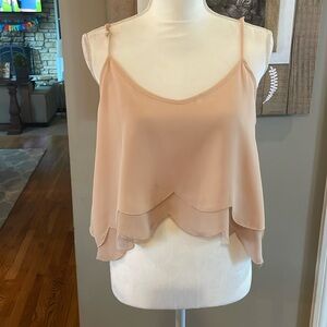 Beige Scalloped Hem Crop Top